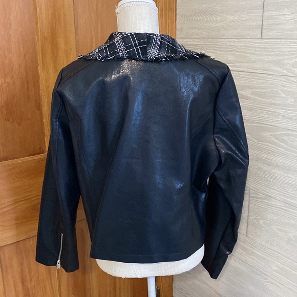 Venus tweed and faux leather moto jacket. Size XL - Picture 3 of 6